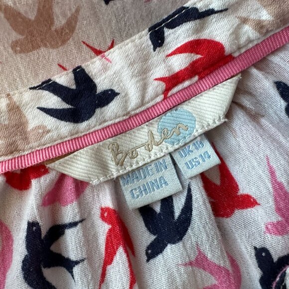 Boden Womens 14 Top Birds Dove Print Multicolor Peasant Lightweight Boho - Picture 9 of 11